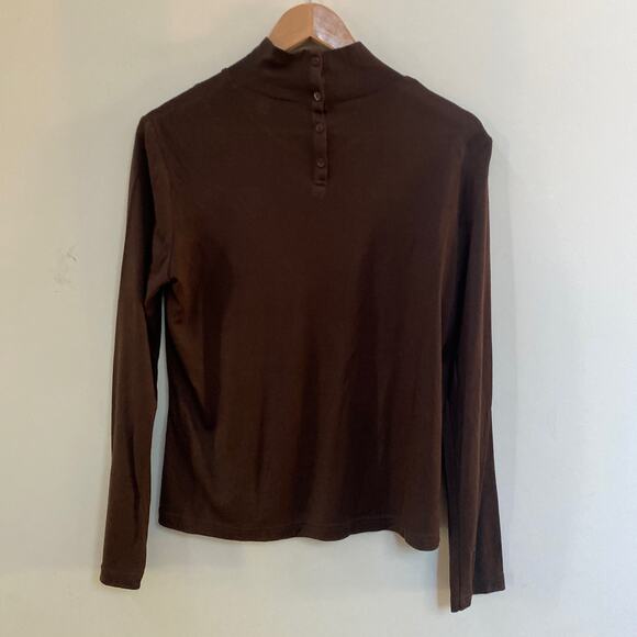 Balla Valentina Wool Blend Chocolate Mocha Brown Turtleneck Button Back Size 14 - Picture 5 of 5